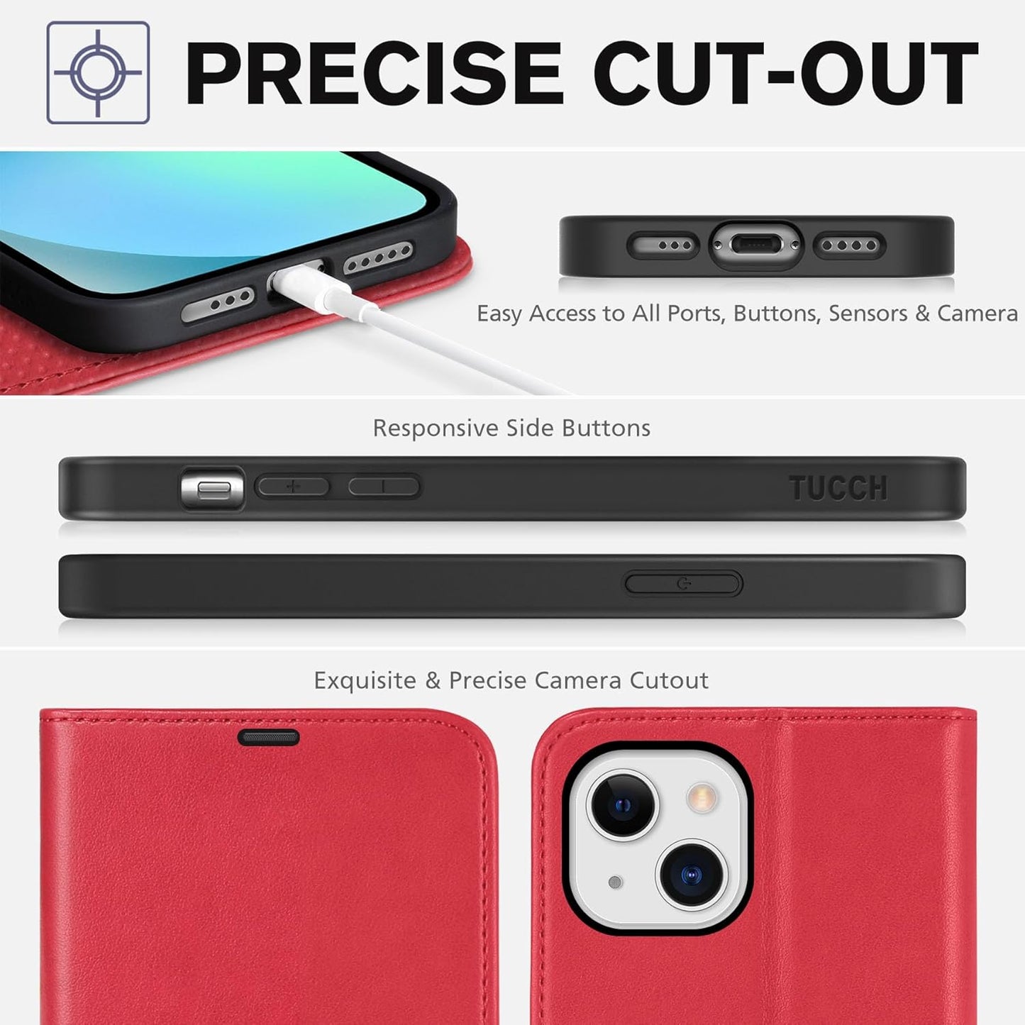 Wallet Case for Iphone 13 6.1-Inch 5G, [RFID Blocking] Card Slots Holder Stand [Shockproof TPU Interior Case] PU Leather Magnetic Protective Flip Cover Compatible with Iphone 13 6.1" 2021, Red