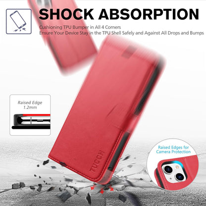 Wallet Case for Iphone 13 6.1-Inch 5G, [RFID Blocking] Card Slots Holder Stand [Shockproof TPU Interior Case] PU Leather Magnetic Protective Flip Cover Compatible with Iphone 13 6.1" 2021, Red