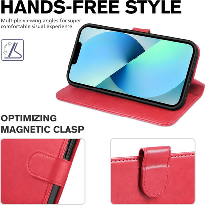 Wallet Case for Iphone 13 6.1-Inch 5G, [RFID Blocking] Card Slots Holder Stand [Shockproof TPU Interior Case] PU Leather Magnetic Protective Flip Cover Compatible with Iphone 13 6.1" 2021, Red